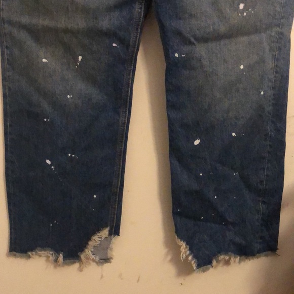 NWT We The Free Mid-Wash Paint Splattered High-Rise Ankle Jeans - Picture 4 of 10